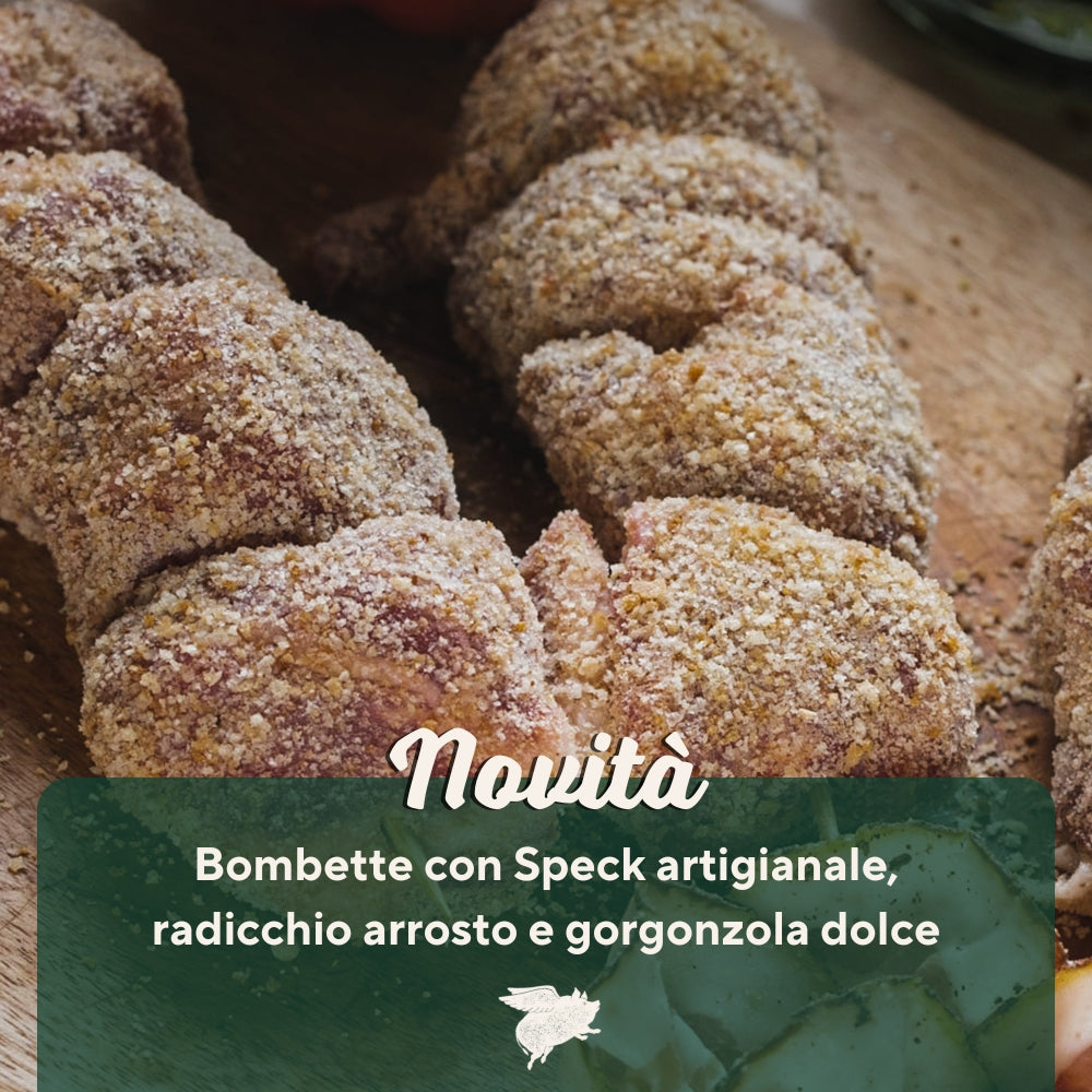 Bombette Speck, radicchio arrosto e gorgonzola dolce al cucchiaio