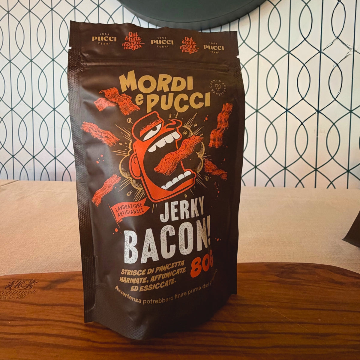 Jerky Bacon Artigianale – Pancetta di Maiale Affumicata ed Essiccata