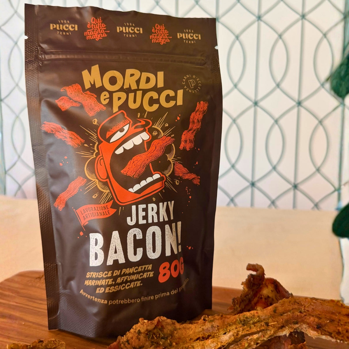 Jerky Bacon Artigianale – Pancetta di Maiale Affumicata ed Essiccata